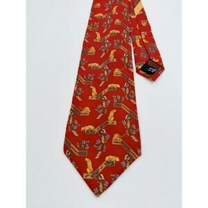 Salvatore Ferragamo Silk Tie Red Leopard Cheetah Animal Print Made In Italy 3.75